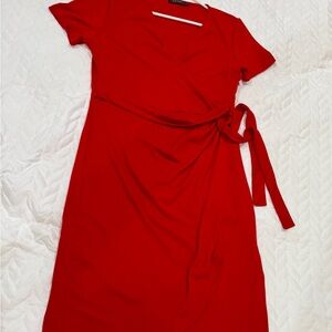 Elegant Red Wrap Dress